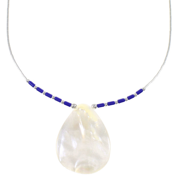 Lapis Liquid Silver Mother Of Pearl Shell Necklace WX64472